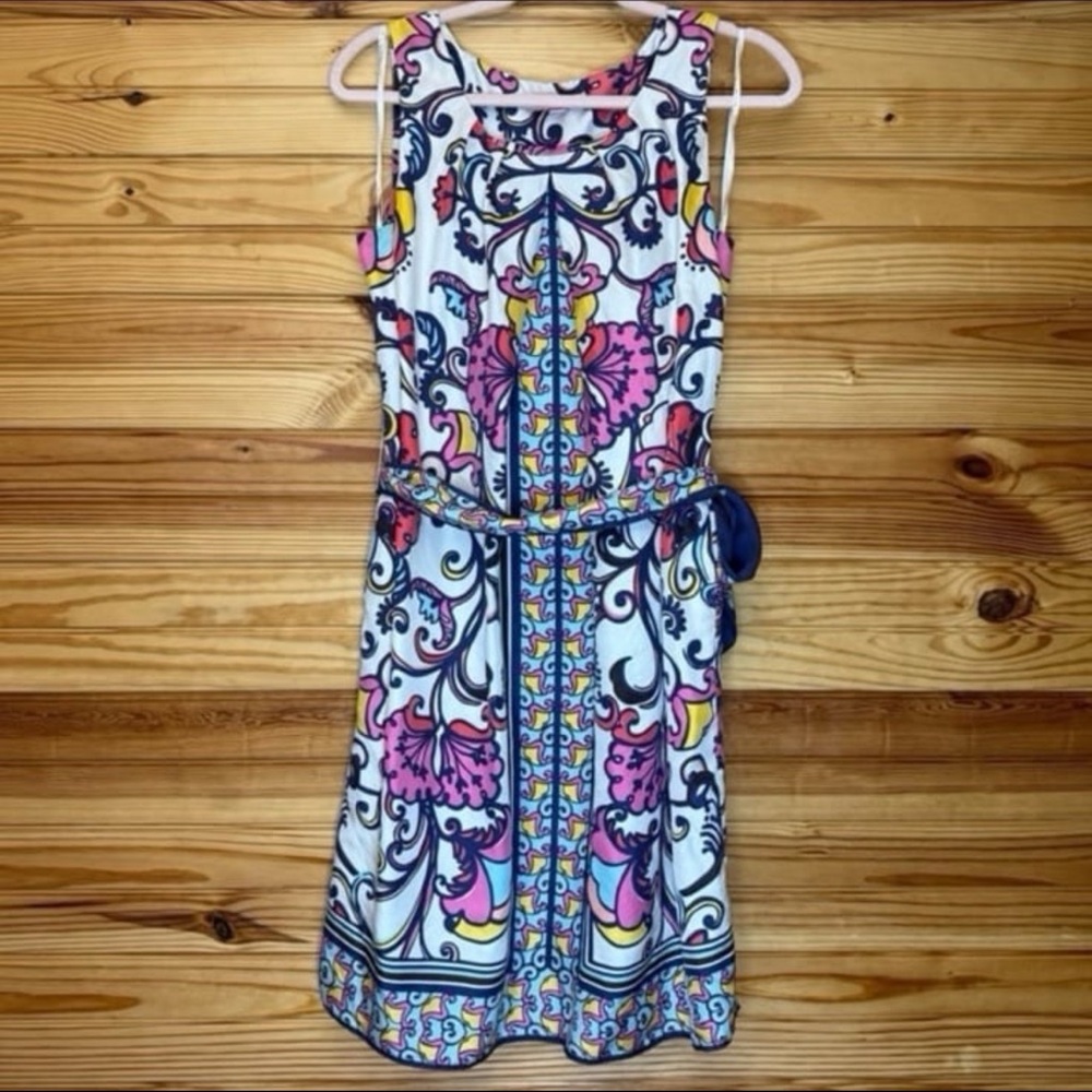 Lilly Pulitzer Colby Engineered White Cameo With Bells On Placed Silk Dress 8